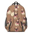 thumbnail image 3 of Pug and Glasses Brown Pattern Backpack for School, Cute School Bag with Adjustable Shoulder Straps and Padded Back, 16.9"x12.6"x5.9", 3 of 5