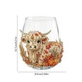 thumbnail image 2 of Qjidjing 15oz Highland Cow Glass Cup, Thanksgiving Decorative Stemless Wine Glass for Cocktails, Milk, Party, Holiday Decor, 2 of 6