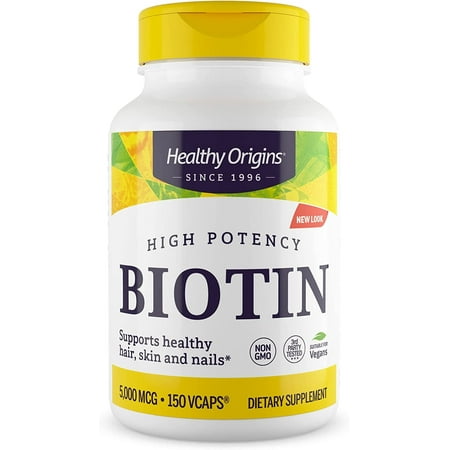 Healthy Origins Biotin 5000 mcg Vegetarian Capsules, 150 Ct