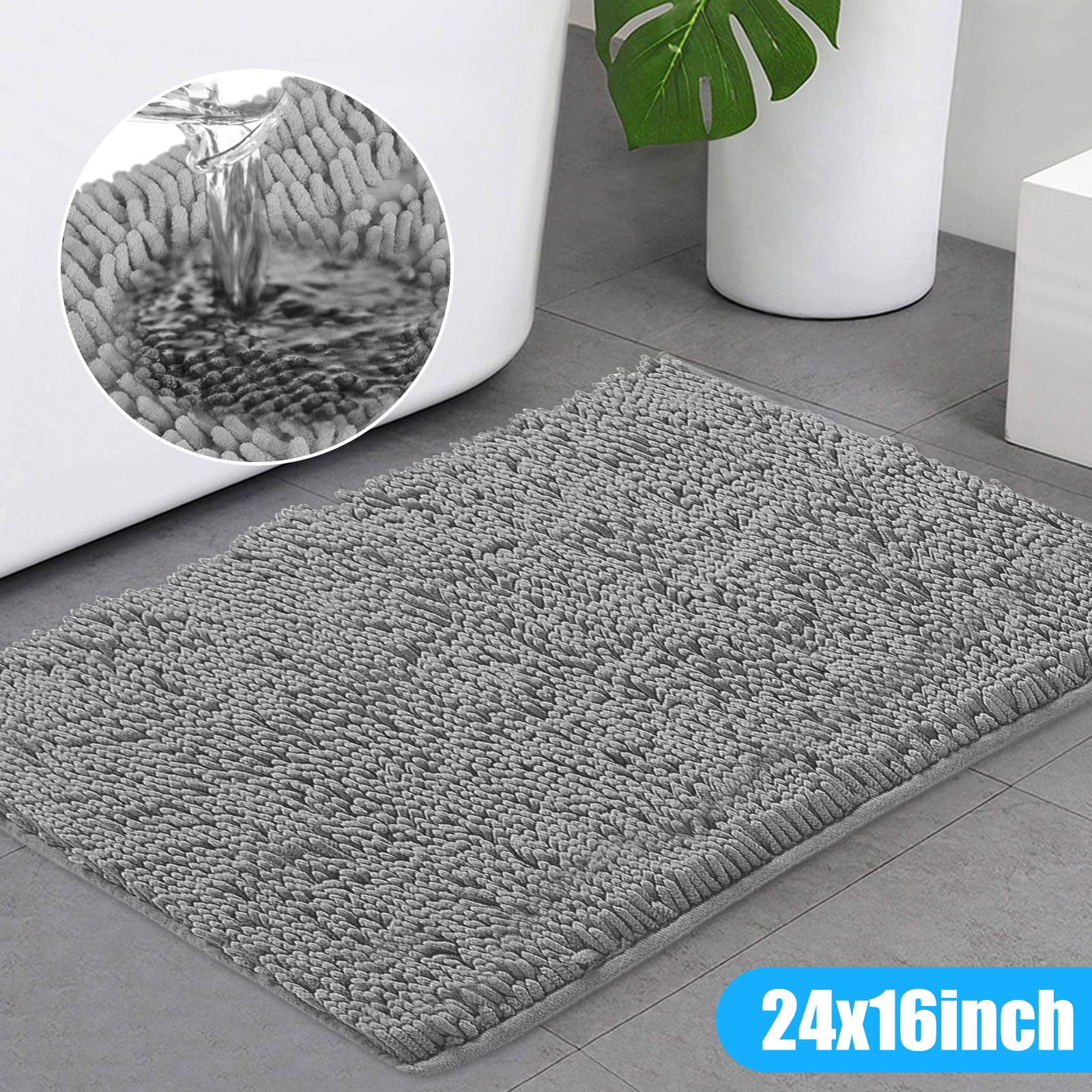 Bathroom Anti-skid Mat Water Absorbent Carpet Washable Chenille Cushion Rugs US 