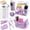 Purple, variant on 17 in 1 Black Desk Organizers and Accessories Set, 3 Office Desk Supplies Storage Organization, 4 Pens, Stapler, Staples & Remover, Tape & Dispenser, Scissors, Ruler, Clips, Hole Punch, Back to Schoo