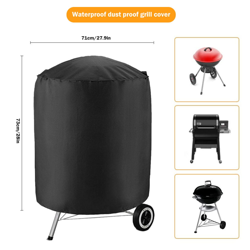 Black Dome Smoker Cover Vertical Round BBQ Grill Waterproof Closure Protecti 