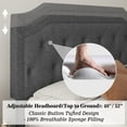 thumbnail image 5 of Allewie King Upholstered Platform Bed Frame with Diamond Button Tufted Headboard,Sturdy Wood Slat Support，Dark Grey, 5 of 7