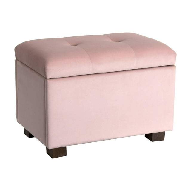 CorLiving Asha Small Velvet Tufted Upholstered Rectangular Indoor Ottoman with Storage