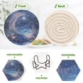 thumbnail image 4 of Yayeee 6 PCS Drink Coasters with Holder Set Woven Absorbent Round Tabletop Hot Pad, Crystal Ball, 4 of 7