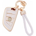 thumbnail image 1 of Key Fob Cover Compatible with Fit for BMW 1 3 5 7 Series 530 F48 X1 X2 X3 X4 X5 X6 Classic Bling Key Case Protection Shell with Keychain Case Holder Protector,1,white, 1 of 6