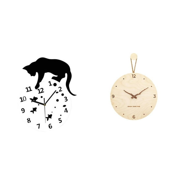 Reloj de pared,Reloj de pared de gato para sala de estar,dormitorio decorativo.,Reloj colgante de pared para cocina y baño moderno,Reloj de pared,Reloj de pared decorativo para sala de