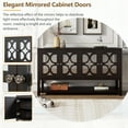 thumbnail image 5 of Euroco 60" Buffet Sideboard Cabinet,Large Storage Cabinet with 4 Mirrored Doors and Open Storage Shelves,Retro Console Table Wood Kitchen Table for Dining Room Living Room,Espresso, 5 of 8