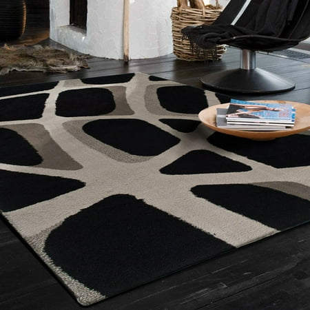 Orian Spider Webbing Fleece Rug, Black, 5'3" x 7'6"