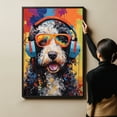 thumbnail image 4 of Spanish Water Wall Art - Funny Dog Canvas Canvas for Kids' Room 11x17inch - Colorful Puppy with Earphone Pictures Framed Ready to Hang, 4 of 4