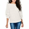 thumbnail image 4 of Baqcunre Long Sleeve T Shirt Women's Spring And Autumn Leisure Off Shoulder Long Sleeve Collar High Waist Collar T Shirt Top Pullover Sweater Crewneck Sweatshirts Womens Fall Tops White XL, 4 of 7