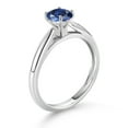 thumbnail image 3 of Gem Stone King 10K White Gold Blue Created Sapphire Solitaire Engagement Ring for Women (0.60 Cttw, Round 5MM, Available in Size 5, 6, 7, 8, 9), 3 of 4