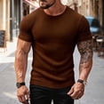 thumbnail image 2 of FRSASU Men's Muscle T-Shirts Stretch Short Sleeve Bodybuilding Workout Casual Slim Fit Tee Tops Coffee, 2 of 7