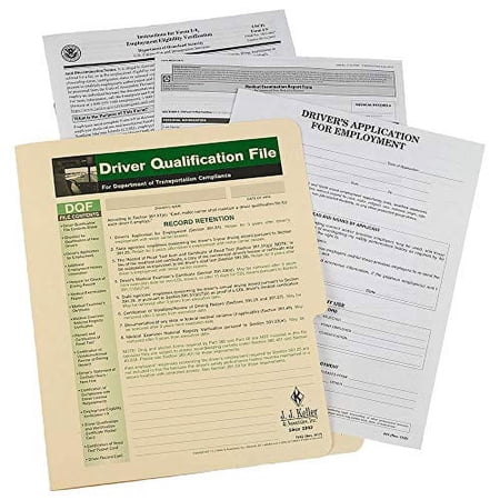 Driver Qualification File Packet 5-pk. - Single Copy, 9.5" x 11.75" - Includes 15 Driver Qualification Forms - Satisfies DQ Requirements of 49 CFR 391.51
