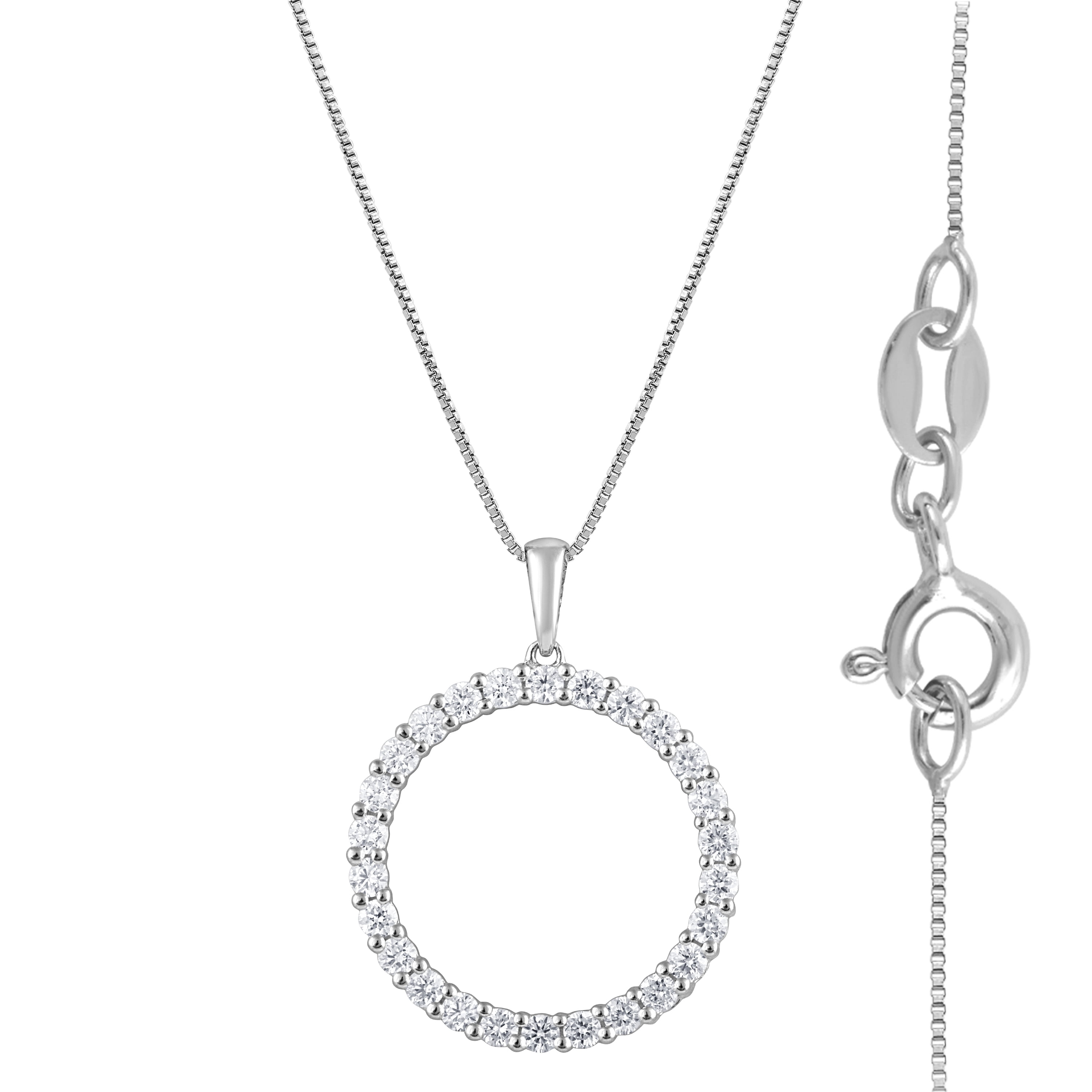 Unique Moments 1/3 Ct Round Lab Grown Diamond Pendant Necklace in Silver for Women (H-I, SI-I1) 18"
