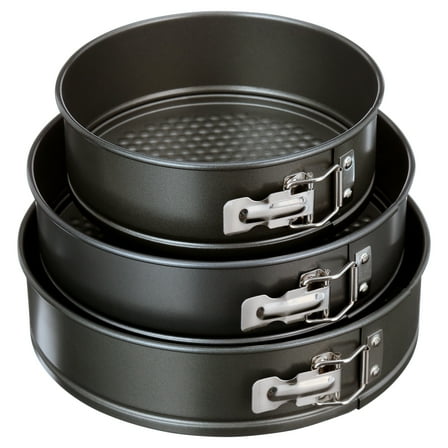 Mainstays, 8", 9", 10" Round Nonstick Carbon Steel Springform Cake Pans, Gray, Set of 3