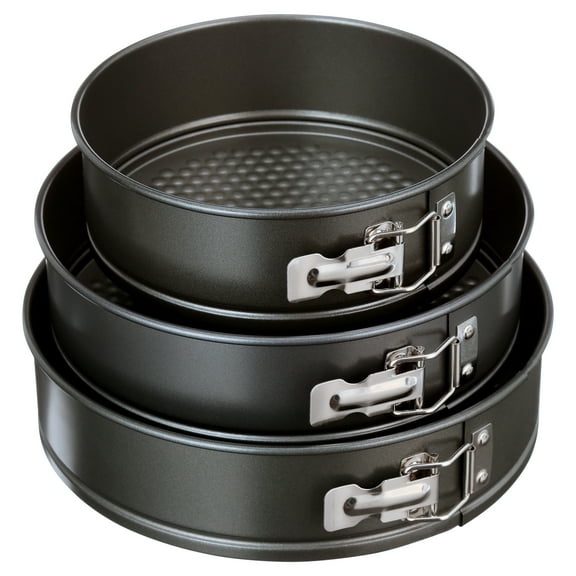 Mainstays, 8", 9", 10" Round Nonstick Carbon Steel Springform Cake Pans, Gray, Set of 3