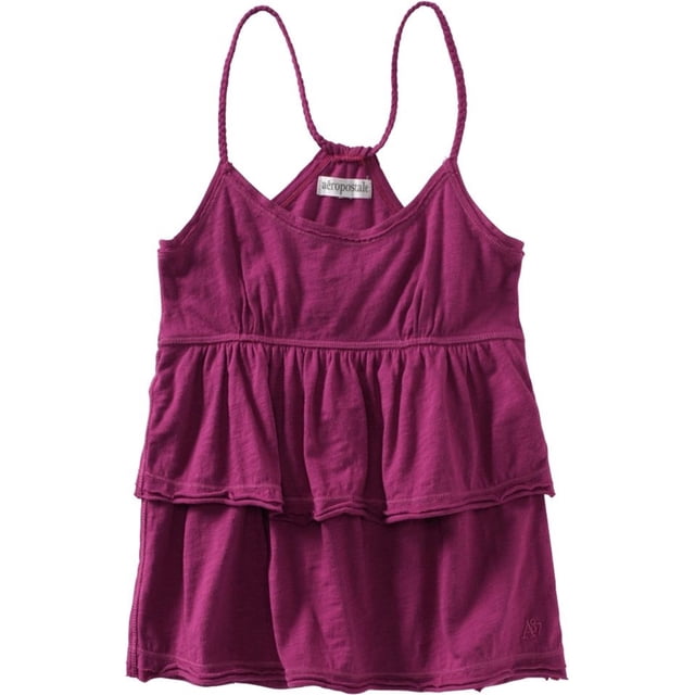 Aeropostale - Camiseta sin mangas con volantes para mujer, color morado, grande