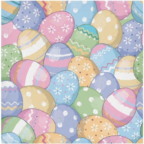 Coolnut Happy Easter Day Eggs Cloth Napkins Set of 6,Reusable Washable Polyester Dinner Table Napkins for Family,Kitchen,Dining,Party Decor