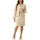 thumbnail image 1 of Conjunto de traje INSPIRE CHIC para mujeres, 2 piezas, chaqueta sin cuello de tweed con peplum y falda, color beige, 1 of 6