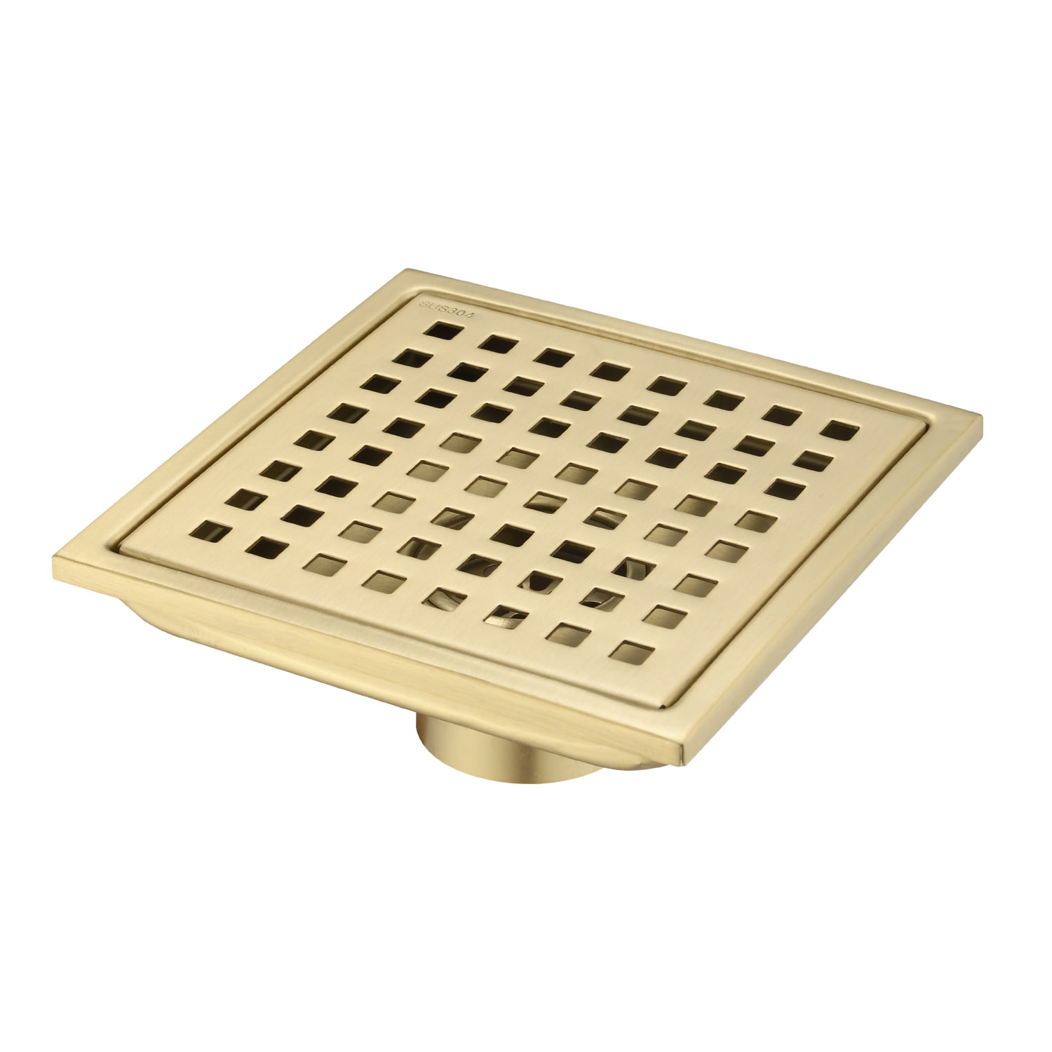 WOWOW Square Shower Drain 6 inch Brushed Nickel Floor Drain with Tile Insert Grate 304 Stainless Steel with Hair Strainer