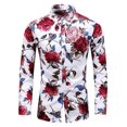 thumbnail image 1 of Camisa con botones y calavera floral para hombre, camisa de fiesta de manga larga a la moda para otoño e invierno, camisa con cuello estampado en 3D, talla grande, 1 of 6