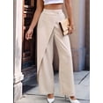 thumbnail image 6 of Women's High Waist Wide Leg Elegant Wrap Front Waisted Suit Trousers Pants Color M, 6 of 8