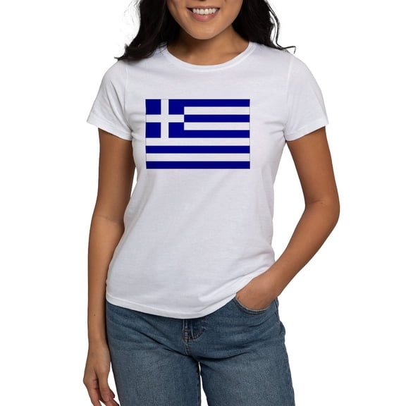 CafePress - Greece Flag Women's T Shirt - Women's Classic T-Shirt