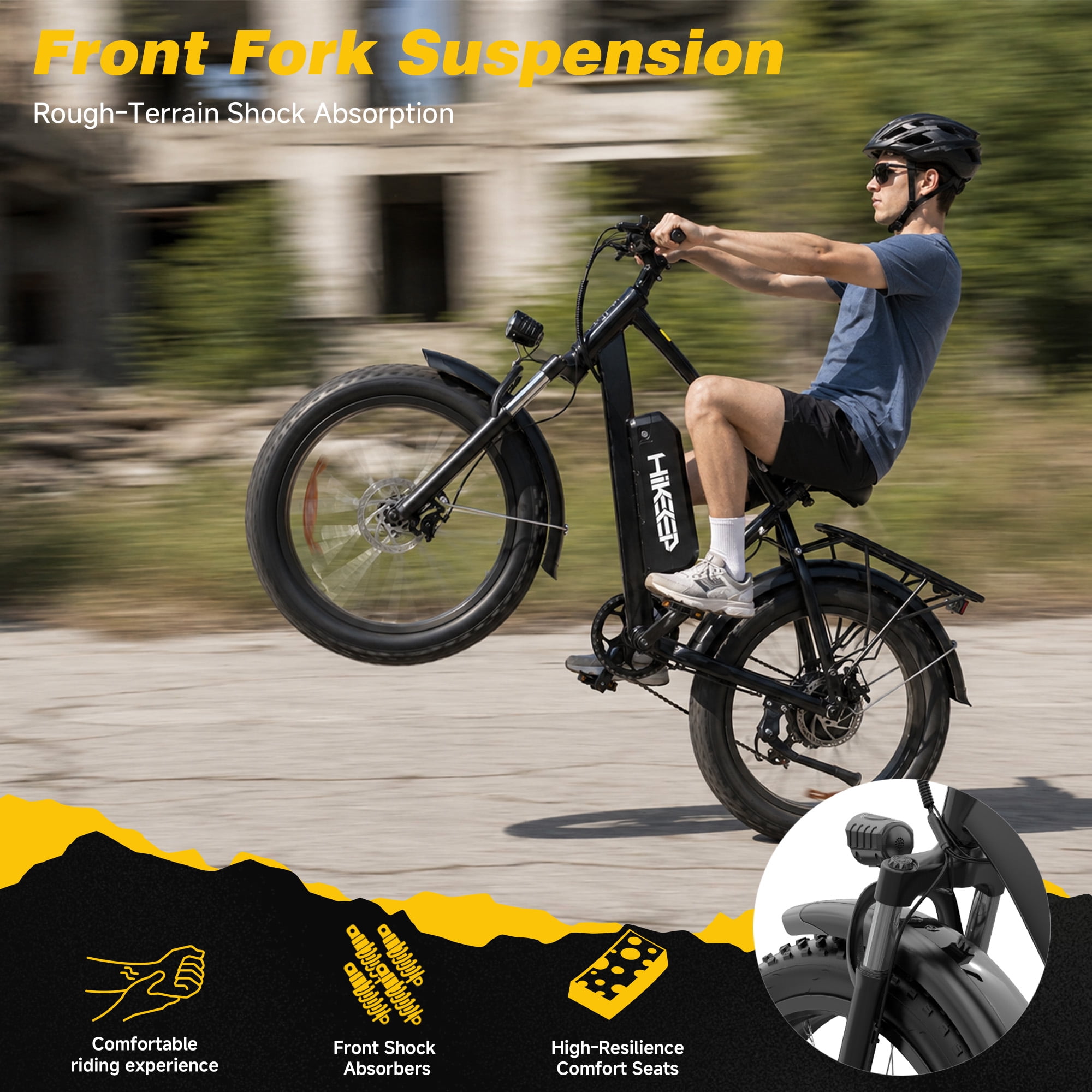 HiKeep 26" Electric Bike for Adults 1500W Peak, 48V 15.6Ah Removable Battery, 30MPH Electric Bicycle, 26x4" Fat Tire Mountain Ebike, Shimano 7 Speed, UL2849, Black