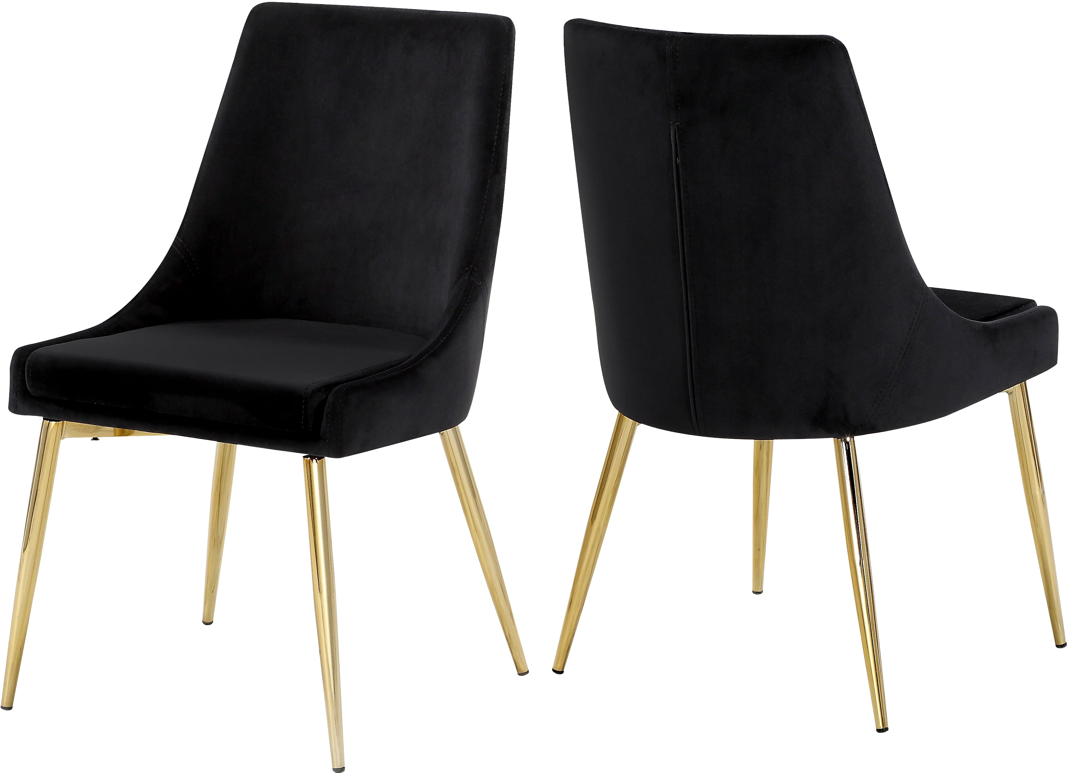 Karina Black Velvet Dining Chair, Set of 2ColorBlack Velvet,Finish