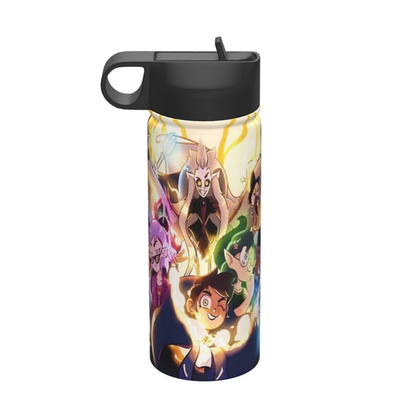 The Owl House Kids Insulated Water Bottle With Straw - 18 Oz Stainless Steel Double Wall Vacuum Cup, Leakproof, Bpa Free, Suitable For Boys And Girls