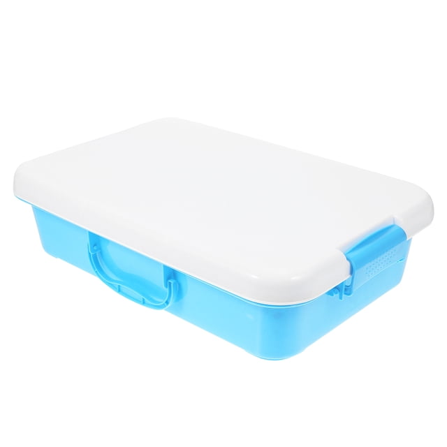 OULII Jouets de Bac à Sable Bac à Sable Portatif Bleu Rangement ABS pour Jeu Intérieur 1Ensemble