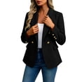 thumbnail image 5 of Tqyyweavej Women's Tweed Blazers Business Casual Double Breasted Plaid Jackets Open Front Long Sleeve Work Suits with Pockets S-2XL, 5 of 9
