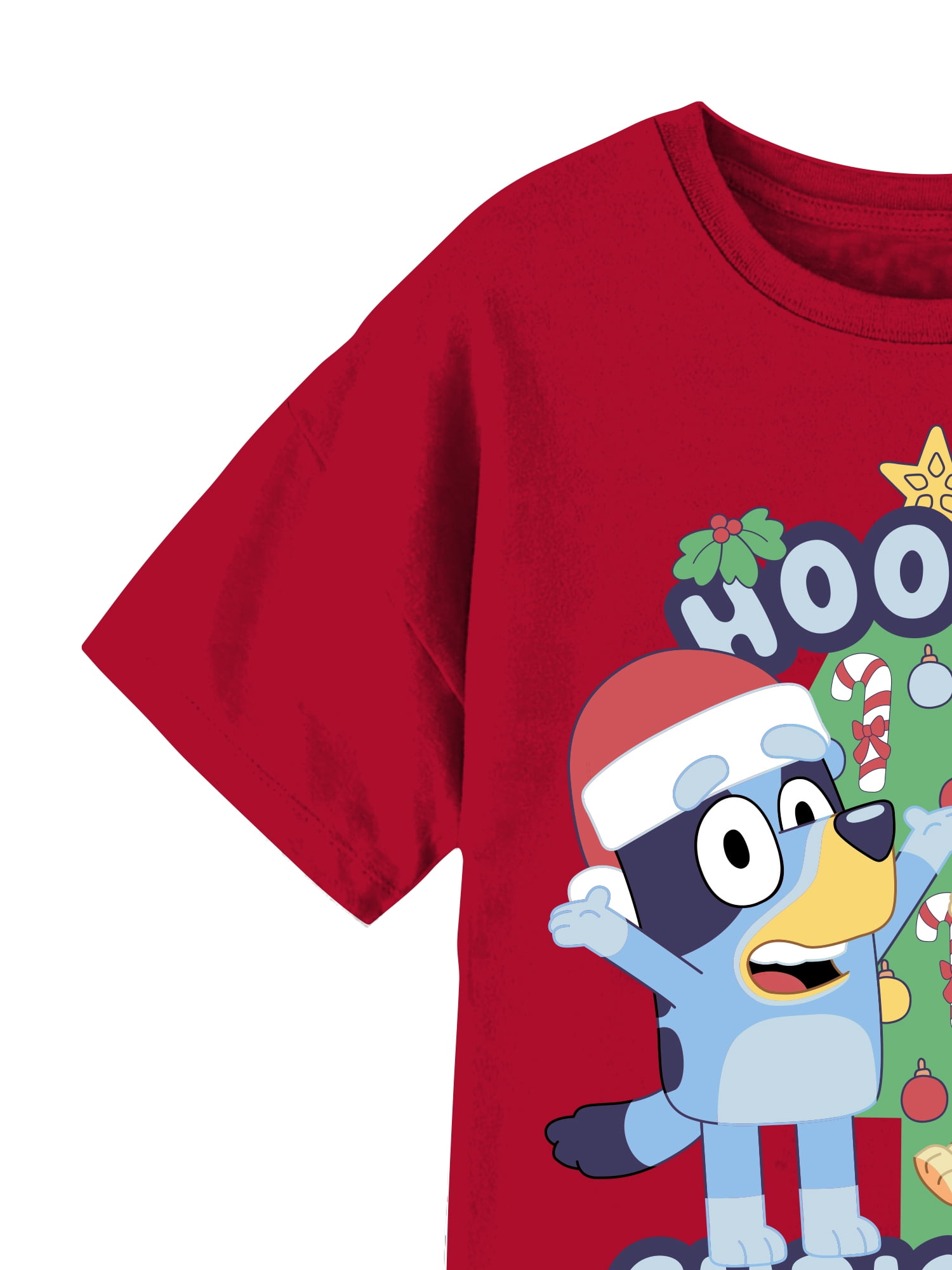 Bluey Hooray Christmas Girls Graphic Crew Neck Short Sleeve T-Shirt, Sizes 4-16
