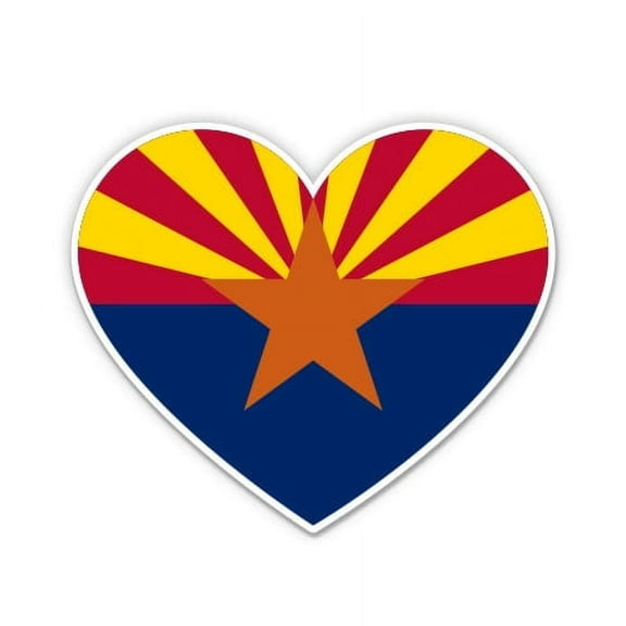 Arizona Heart State Flag - 3" Vinyl Sticker - For Car Laptop Water Bottle Phone - Waterproof Decal