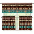thumbnail image 1 of Aztec Tribal Kitchen Curtain Valance Set 3PCS Window Curtain Tiers and Valance Set Farmhouse Vintage Kitchen Tiers and Valance Set, 1 of 5