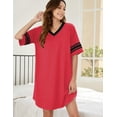 thumbnail image 4 of Ekouaer Women's Nightgown Cotton Sleep Shirt V Neck Short Sleeve Loose Comfy Pajama Sleepwear, 4 of 5