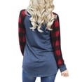 thumbnail image 5 of Xuanfei Women Colorblock Spliced Crew Neck Plaid Raglan Long Sleeve Top, 5 of 7