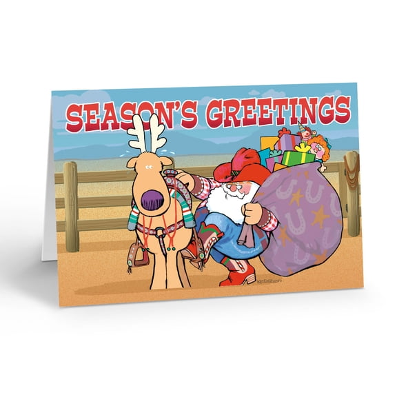 Stonehouse Collection Western Ranch Santa Christmas Card - 40057