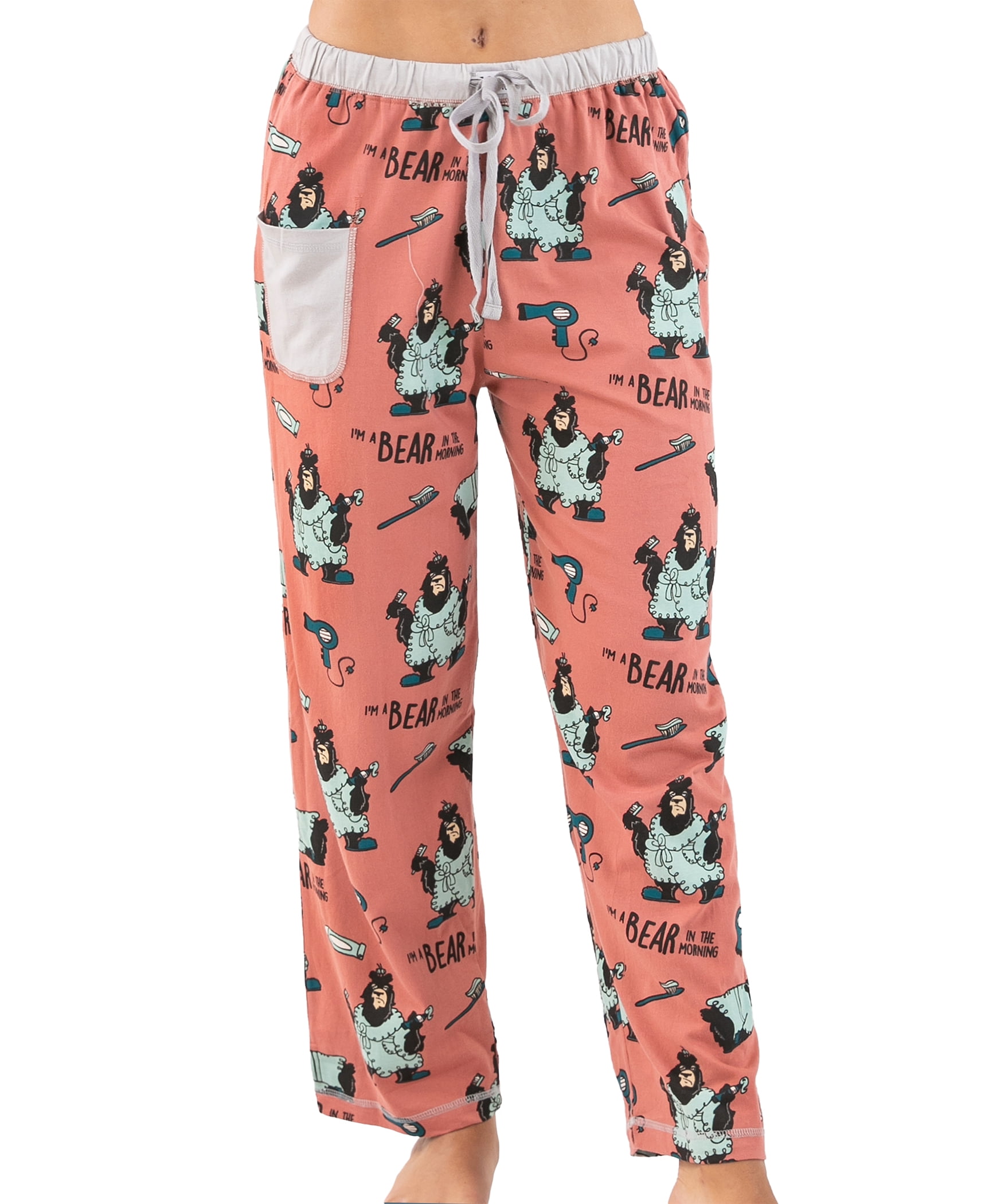 LazyOne Pajamas for Women, Cute Pajama Pants and Top Separates, Bear In AM, Animals (Medium