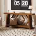 thumbnail image 3 of Extra Long 70.9" Narrow Console Table, 2-Tier Wood Sofa Table Behind Couch with Trapezoid Base, Rustic Entryway Table for Hallway Living Room, 3 Colors, 3 of 7