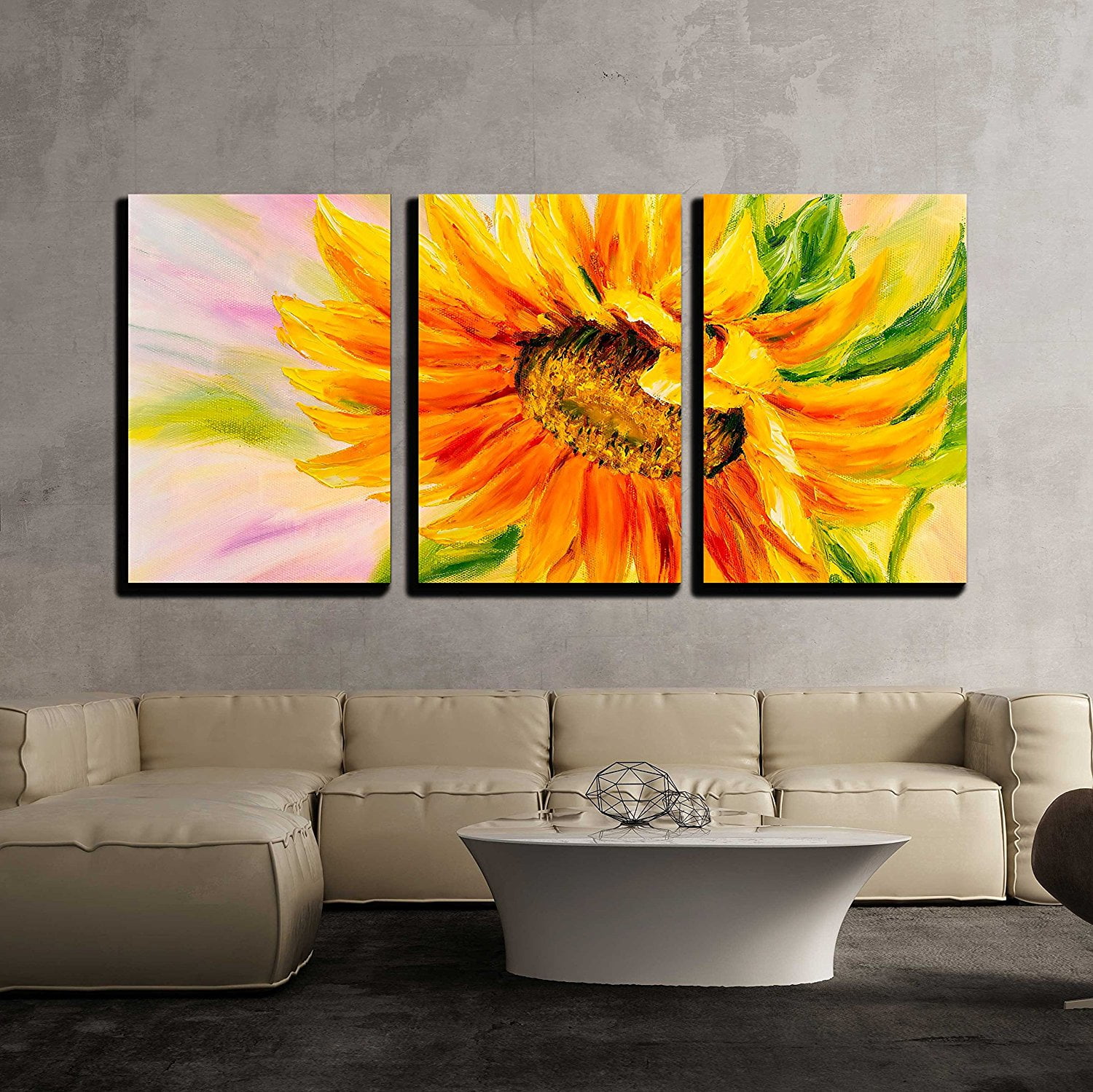 Wall26 3 Piece Canvas Wall Art - Sunflower, Oil Painting on Canvas