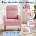 thumbnail image 6 of Teddy Fabric & PU Upholstered Nursery Rocking Chair with Adjustable Footrest, Two Side Pockets, High Backrest & Solid Wooden Legs, Comfortable Glider Armchair for Nursery, Living Room, Bedroom, 6 of 7