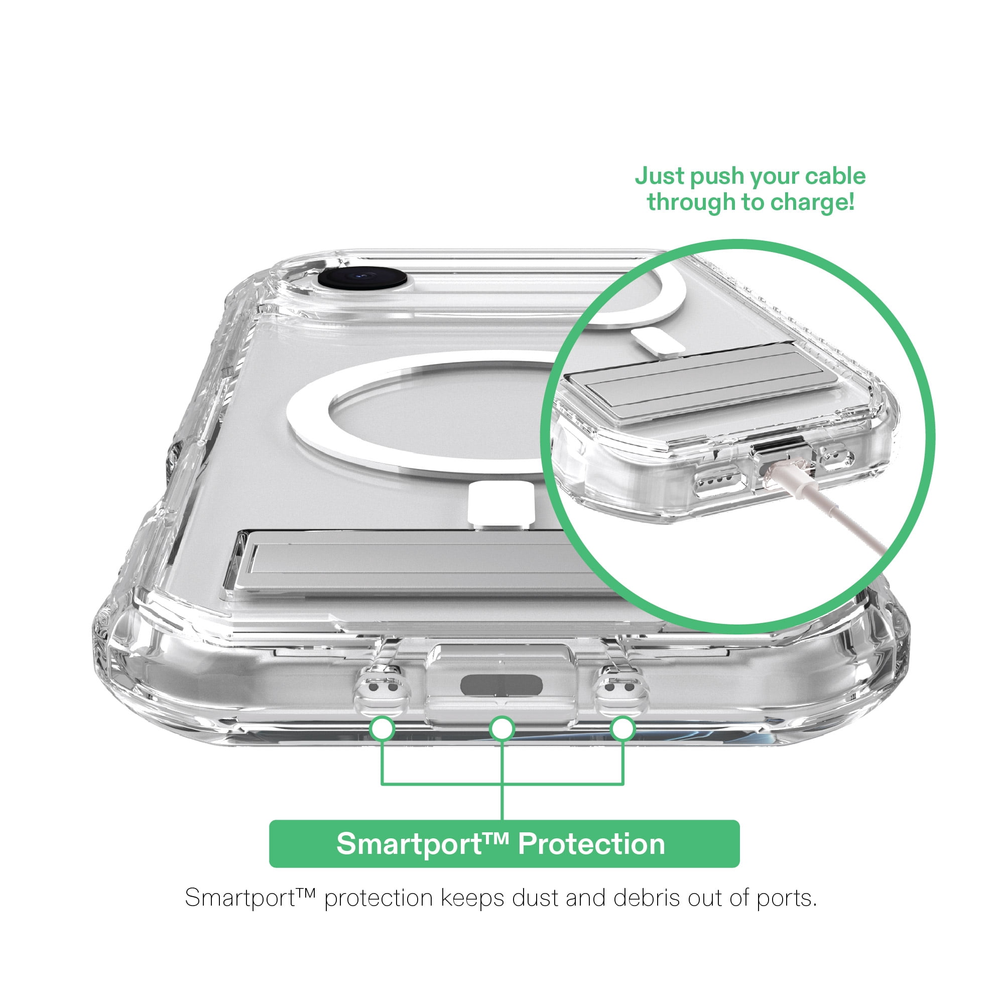 onn Rugged Phone Case with Kickstand for iPhone Air, MagSafe Compatible - Clear