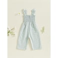 thumbnail image 5 of Loicainy Baby Toddler Girl Plaid Jumpsuit 6 12 18 24 Months 2T 3T 4T Ruffle Sleeveless Smocked Romper Suspender Pants Summer Outfit, 5 of 10