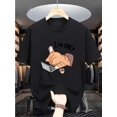 thumbnail image 1 of Boys' Casual "I'm Ok" Cat Graphic T-Shirt - Light Gray Short Sleeve Tee for Spring/Summer, Machine Washable, Ages 5-16, Playful Print Shirt | Comfortable Fabric, Cat T Shirt, 1 of 6