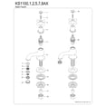 thumbnail image 3 of Kingston Brass KS1107AX Heritage Basin Tap Faucet with Metal Cross Handle, Brushed Brass, 3 of 4