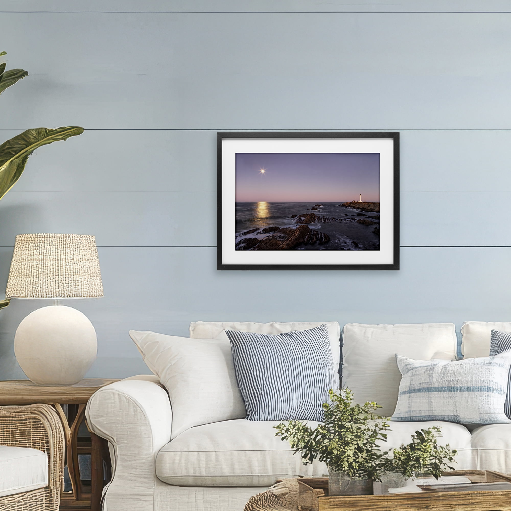 Stupell Industries Moon Arena Coastline Black Framed Print Under Glass, design by Shelley Carlisle