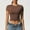 Brown, variant on pstuiky Womens Casual Tops Trendy Short Sleeve Solid Color Dry Fit Women's Clothing Lightweight Loose Fit Crew Neck Spring Tops Work Blouses for Women