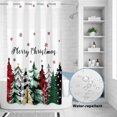 thumbnail image 4 of No Hook Shower Curtain with Built-in Rings - Red Green Plaid Christmas Tree Washable Waterproof Fabric Bathroom Curtains for Hotel,Rentals, Stall 36 X 78 Inch , White Winter, 4 of 9